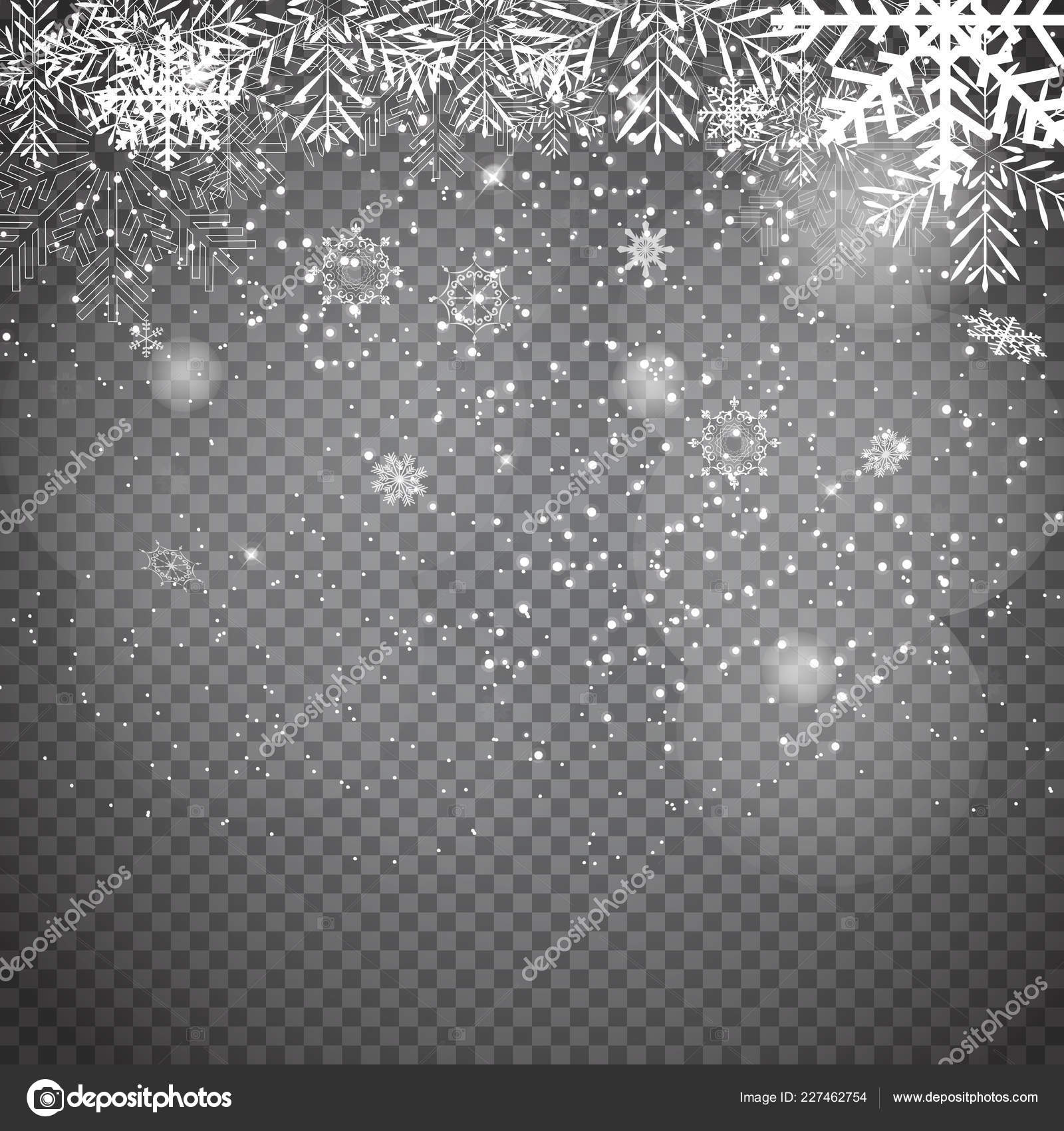 輝く雪の結晶と透明な背景に雪が降ってください クリスマス 正月背景 あなたの設計 Eps10 のリアルなベクター イラスト ストックベクター C Yganko