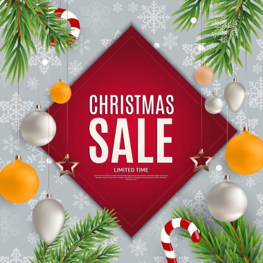 Noel ve yeni yıl satış hediye çeki, indirim kupon şablon vektör çizim Eps10