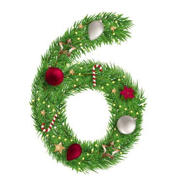 Noel alfabe 6 numaralı vektör çizim Eps10