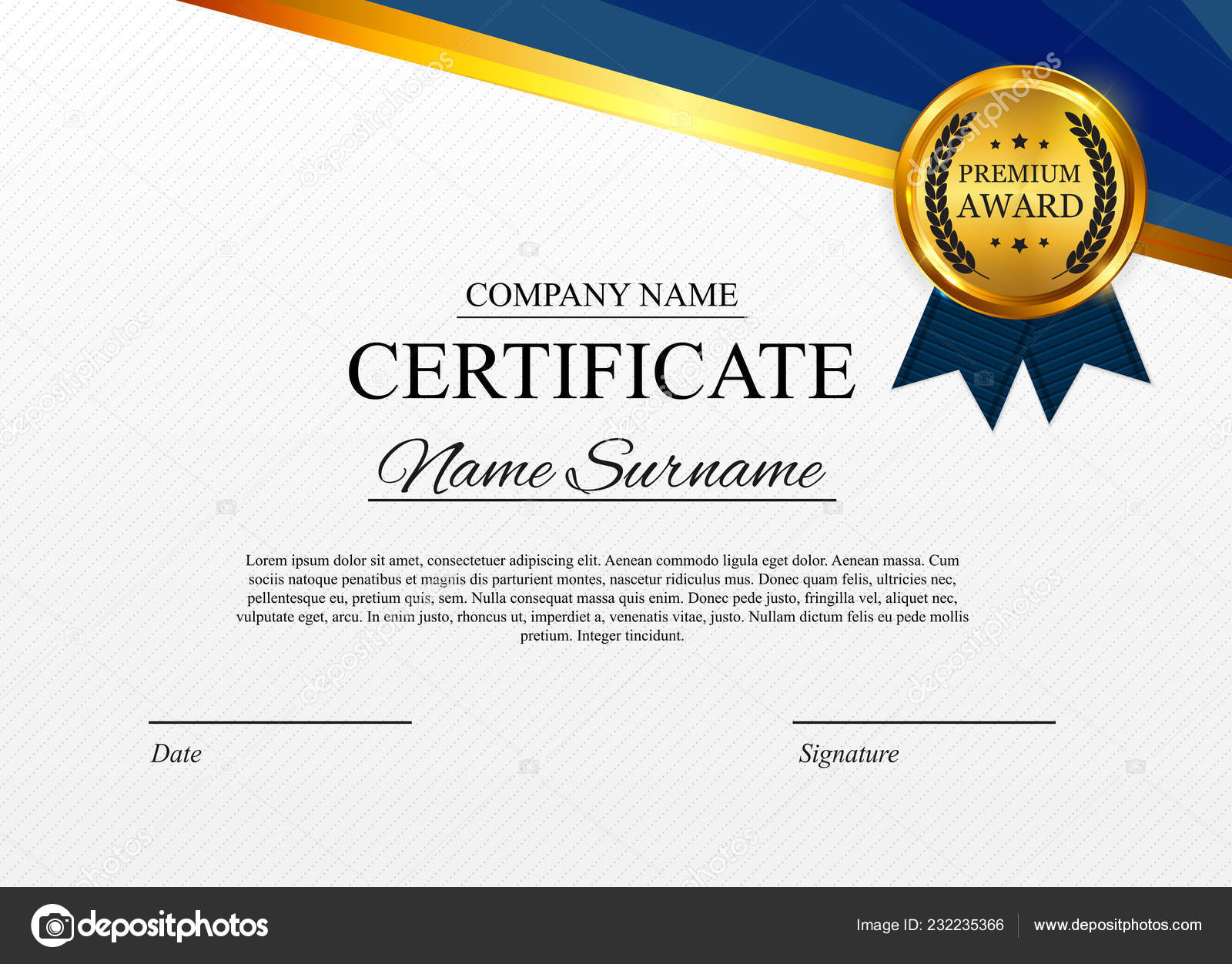 Certificate template Background. Award diploma design blank Within Blank Certificate Of Achievement Template