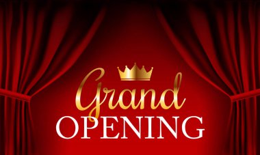 Gerçekçi açılış renkli kırmızı kadife perde katlanmış. Vektör çizim. Eps10