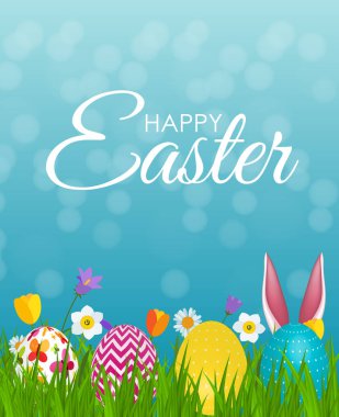 Soyut mutlu Paskalya şablon tatil arka plan vektör çizim