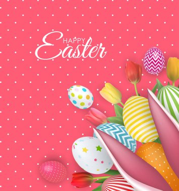 Soyut mutlu Paskalya şablon tatil arka plan vektör çizim