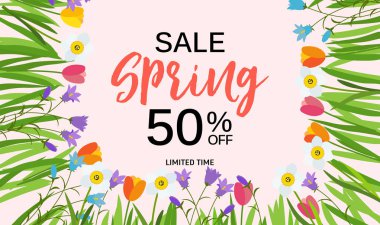 Soyut bahar satış arka plan şablonu. Vektör çizim