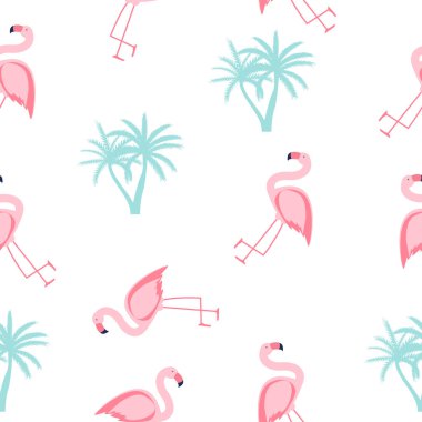 Şirin Dikişsiz Flamingo desen vektör çizim