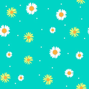 Summer Abstract Seamless Pattern Background with Flowers. Vector