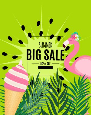 Soyut Yaz Satışı Arkaplanı. Vektör İllüstrasyonu