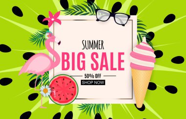 Soyut Yaz Satışı Arkaplanı. Vektör İllüstrasyonu