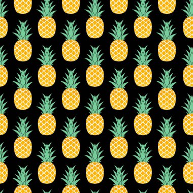 Tropik meyve Ananas dikişsiz desen arka plan tasarımı. Vecto