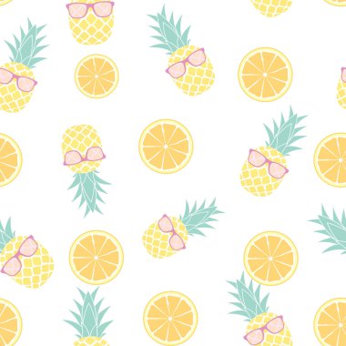 Tropik meyve Ananas ve portakal dikişsiz desen arka plan de