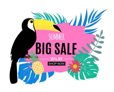 Soyut Yaz Satışı Arkaplanı. Vektör İllüstrasyonu