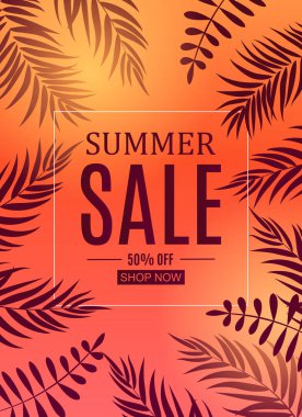 Soyut Yaz Satışı Arkaplanı. Vektör İllüstrasyonu