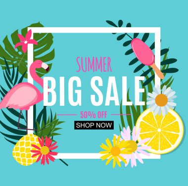 Soyut Yaz Satışı Arkaplanı. Vektör İllüstrasyonu