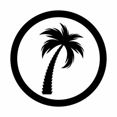 Siyah palmiye ağacı silueti. Vektör İllüstrasyonu