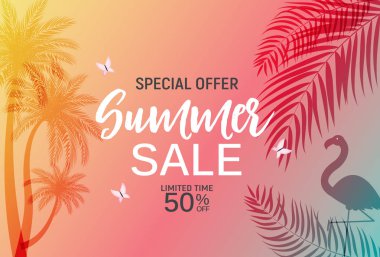 Soyut Yaz Satışı Arkaplanı. Vektör İllüstrasyonu