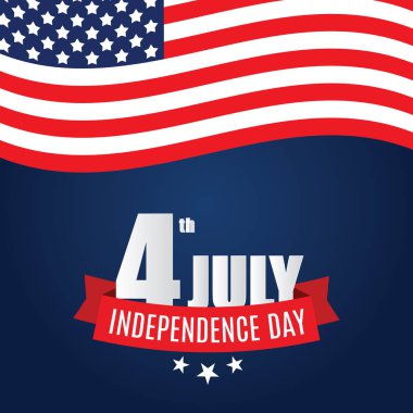 4 Temmuz, Amerika 'da Bağımsızlık Günü. Banner ya da Poster olarak kullanılabilir. Vektör İllüstrasyonu