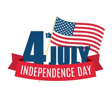4 Temmuz, Amerika 'da Bağımsızlık Günü. Banner ya da Poster olarak kullanılabilir. Vektör İllüstrasyonu