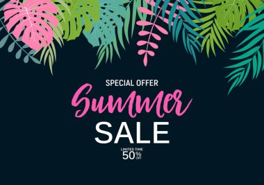 Soyut Yaz Satışı Arkaplanı. Vektör İllüstrasyonu