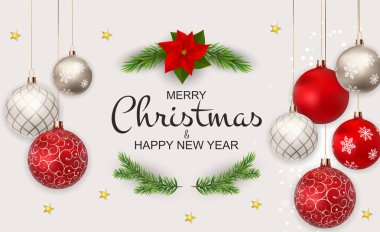 Merry Christmas ve yeni yıl arka plan. Vektör çizim