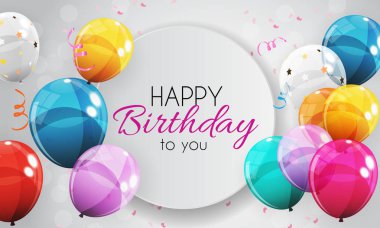 Renk Parlak Helyum Balonlar Arka Plan Grubu. Doğum günü, yıldönümü, Kutlama Partisi Süslemeleri için Balon Seti. Vektör İllüstrasyonu