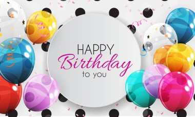 Renk Parlak Helyum Balonlar Arka Plan Grubu. Doğum günü, yıldönümü, Kutlama Partisi Süslemeleri için Balon Seti. Vektör İllüstrasyonu