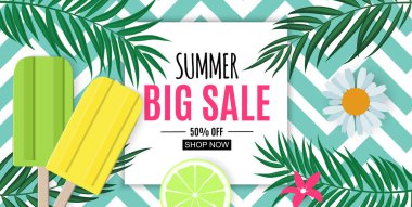 Soyut Yaz Satışı Arkaplanı. Vektör İllüstrasyonu