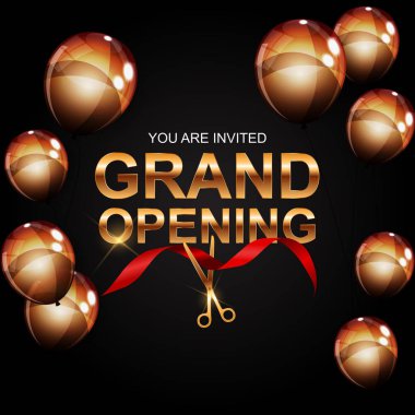 Şerit arka plan ile büyük açılış kartı. Vektör Illustration