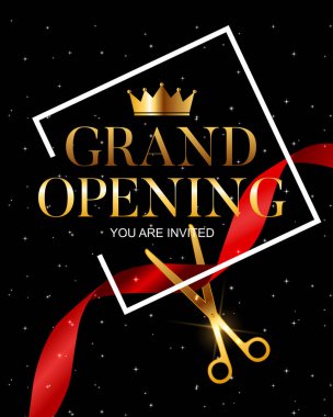 Şerit arka plan ile büyük açılış kartı. Vektör Illustration