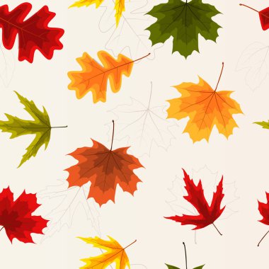Sonbahar yaprakları Dikişsiz desen arka plan vektör çizim