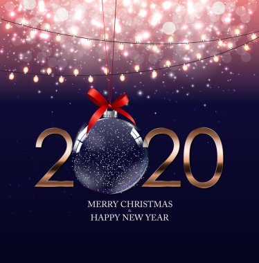 Mutlu 2020 Yeni Yıl Arka Plan. Vektör İllüstrasyonu