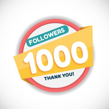 1000 Takipçi. Teşekkür ederiz. Vektör İllüstrasyon Arka Plan