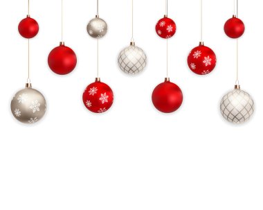 Beyaz backgrou tatil yeni yıl tasarımı için 3d Noel topları