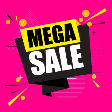 Soyut mega satış afişi. Vektör çizimi