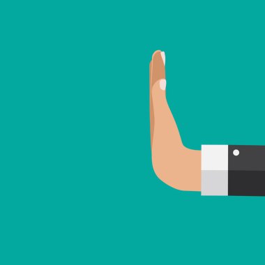 Düz tarzda el işareti ni reddedin. Vektör İllüstrasyonu