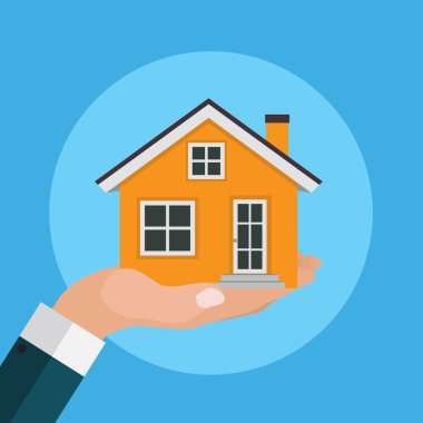 Emlak konsepti. Ev posteri al. Vektör İllüstrasyonu