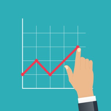 Büyüyen iş grafiği. Kâr kavramı. Vektör İllüstrasyonu
