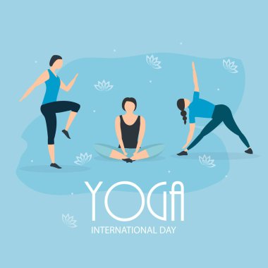 Uluslararası Yoga Günü 21 Haziran Arkaplanı. Vektör Illustration EPS10