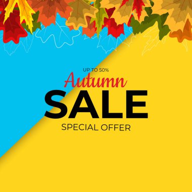 Parlak Sonbahar Yaprakları İndirimli Sancak. İş İndirim Kartı. Vektör Illustration EPS10