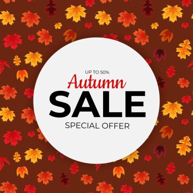 Parlak Sonbahar Yaprakları İndirimli Sancak. İş İndirim Kartı. Vektör Illustration EPS10