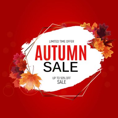 Parlak Sonbahar Yaprakları İndirimli Sancak. İş İndirim Kartı. Vektör Illustration EPS10