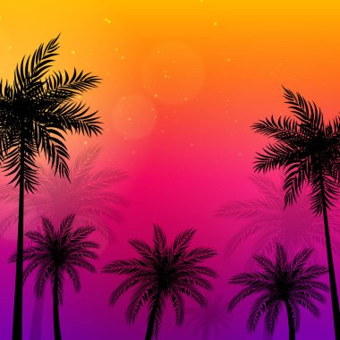Güzelim Palmiye Ağaçları arka plan Vektör İllüstrasyonu EPS10