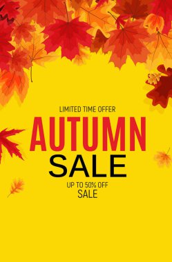 Parlak Sonbahar Yaprakları İndirimli Sancak. İş İndirim Kartı. Vektör Illustration EPS1