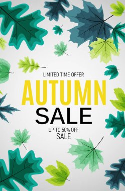Parlak Sonbahar Yaprakları İndirimli Sancak. İş İndirim Kartı. Vektör Illustration EPS1