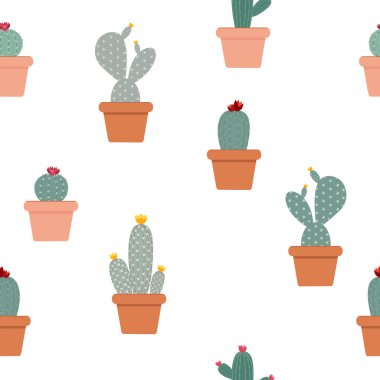 Kaktüs Doğal Kusursuz Kalıpsız Arkaplan Vektör İllüstrasyonu Bölüm 10