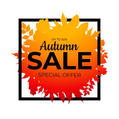 Parlak Sonbahar Yaprakları İndirimli Sancak. Vektör Illustration EPS10