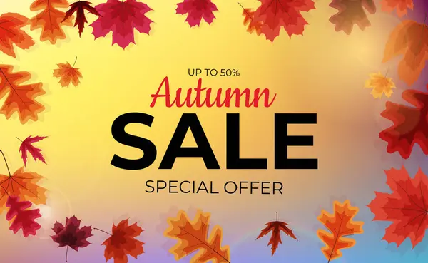 Parlak Sonbahar Yaprakları İndirimli Sancak. Vektör Illustration EPS10