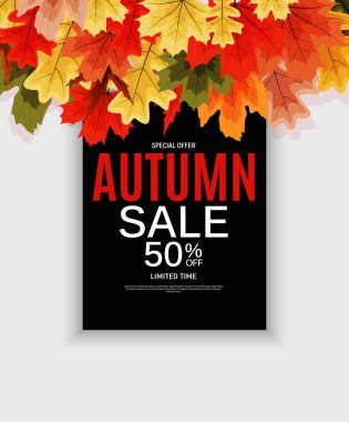 Parlak Sonbahar Yaprakları İndirimli Sancak. Vektör Illustration EPS10