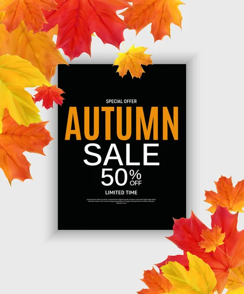 Parlak Sonbahar Yaprakları İndirimli Sancak. Vektör Illustration EPS10