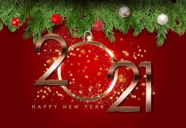 Mutlu yıllar 2021 Tatil Şablonu. Vektör Illustration EPS10