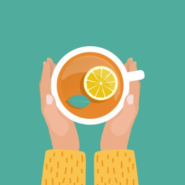 El with Tea Cup Flat Design Vector Illustration EPS10
